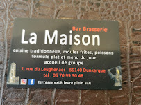 Menu / carte de Restaurant La Maison à Dunkerque