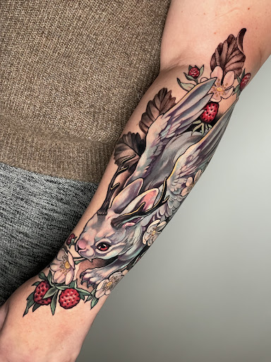 Explore caterpillar tattoo ideas, creative tattoo ideas in Arlington, available at Skye Tattoo