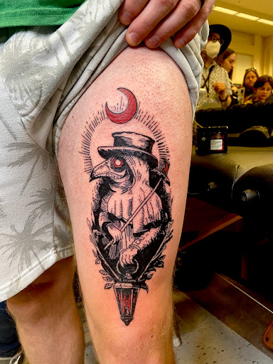 Explore dragon sleeve tattoo ideas, creative tattoo ideas in Springfield, available at Anchored Ink Tattoo & Piercing by SPLAT LLC