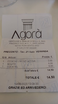 Menu du Agorà - Bar Pasticceria Gelateria - Prodotti tipici siciliani a San Leone - Agrigento à San Leone