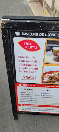 Menu / carte de Rice and Curry à Nancy