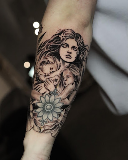 Explore hawaiian sleeve tattoo ideas, creative tattoo ideas in Montgomery, available at Flying Eye Tattoo Studio