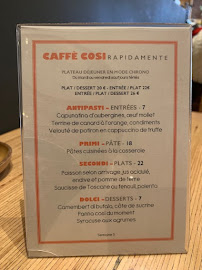 Menu / carte de Caffè Cosi - La Trattoria de Bruno Caironi à Troyes