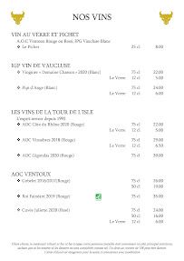 Carte du Restaurant l'Alcyone à L'Isle-sur-la-Sorgue