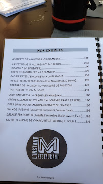 Restaurant familial L'Instant M à Soulac-sur-Mer (le menu)
