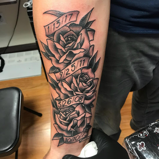 Explore back forearm tattoo ideas, creative tattoo ideas in Concord, available at The Gallery Tattoo Studio