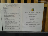 Yuzu à Paris menu