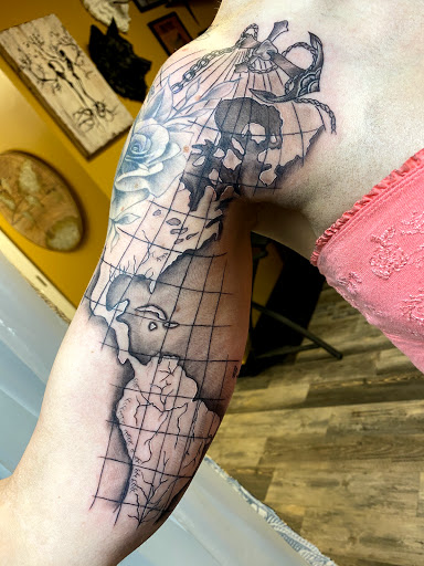 Explore greek mythology sleeve tattoo ideas, creative tattoo ideas in Warner Robins, available at Untold Pain Tattoo Studio