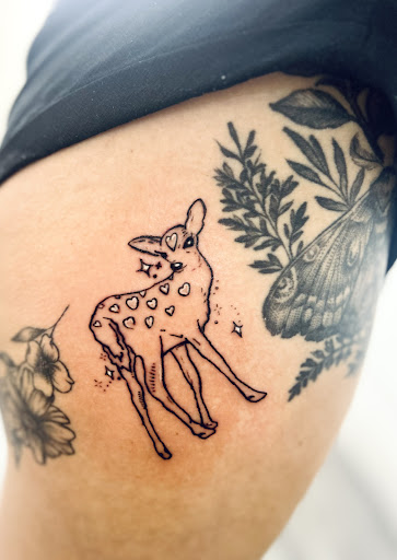 Explore leg tribal tattoo ideas, creative tattoo ideas in Oconomowoc, available at Kitty Kattoo