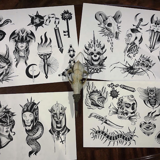 Explore monster hunter tattoo ideas, creative tattoo ideas in Marietta, available at The Queen Bee Tattoo and Piercing Parlour