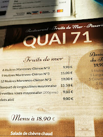 Restaurant de fruits de mer Quai 71 à Saint-Pierre-d'Oléron - menu / carte