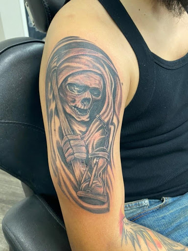 Explore eyebrow tattoo ideas, creative tattoo ideas in Denver, available at Viva La Raza Tattoo Club