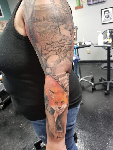 Explore tattoo sleeve ideas with trees, creative tattoo ideas in Kenosha, available at Kenosha Tattoo Company