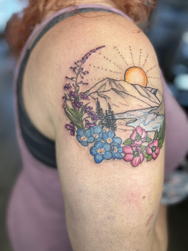 Explore skull tattoo cover up ideas, creative tattoo ideas in Wasilla, available at Doulos Tattoo, The Tattoo Shop