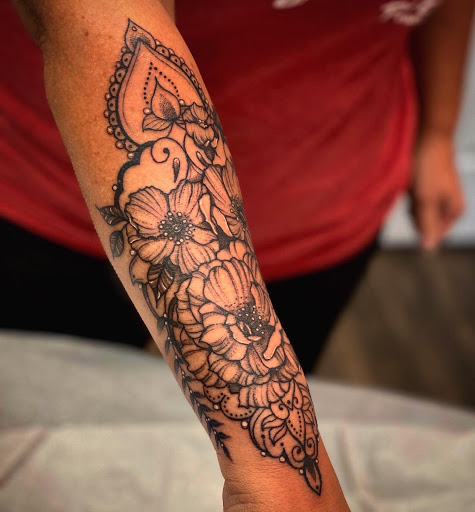 Explore mass effect tattoo ideas, creative tattoo ideas in Batavia, available at The Pretty Pin-Up Tattoo Parlor