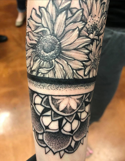 Explore chest to arm tattoo ideas, creative tattoo ideas in Aledo, available at Elevated Tattoo & Piercing
