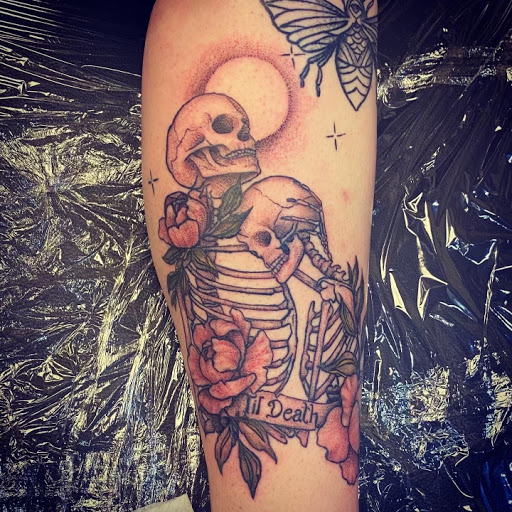Explore sleeve tattoo background ideas, creative tattoo ideas in Saint Helens, available at Real Eye Zing Art