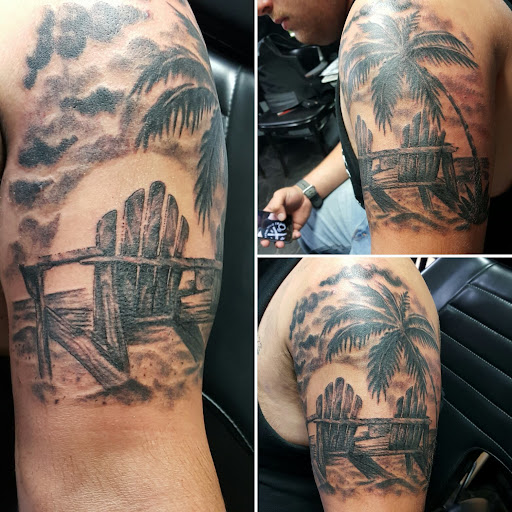 Explore sleeve forearm tattoo ideas for men, creative tattoo ideas in Camby, available at Sick With It Tattoos
