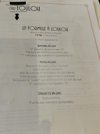 Loulou à Paris menu