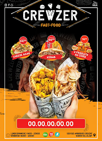 Carte du Fast Food Halal Crewzer & Tacos à Villejuif