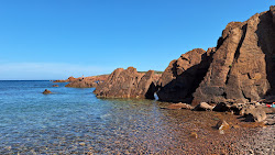 Foto di Plage Les Roches de l'ile des Vieilles circondato da montagne