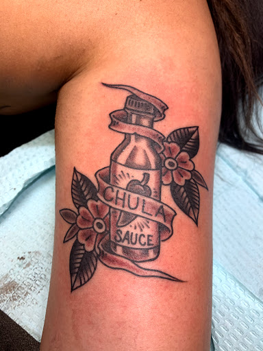 Explore guitar tattoo ideas, creative tattoo ideas in Yakima, available at Top Kat Tattoo