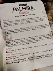 Menu / carte de Osteria Palmira à Rome