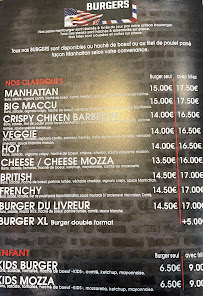 Carte du Manhattan burger Ajaccio livraison à Ajaccio