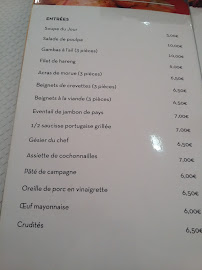 Restaurant portugais Toujours au Soleil à Bagneux (la carte)