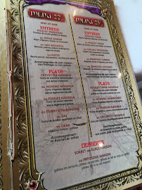Le royal Shah Jahan à Enghien-les-Bains menu