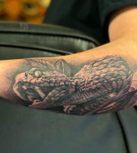 Explore line art tattoo ideas, creative tattoo ideas in Odessa, available at Heart And Dagger Tattoo