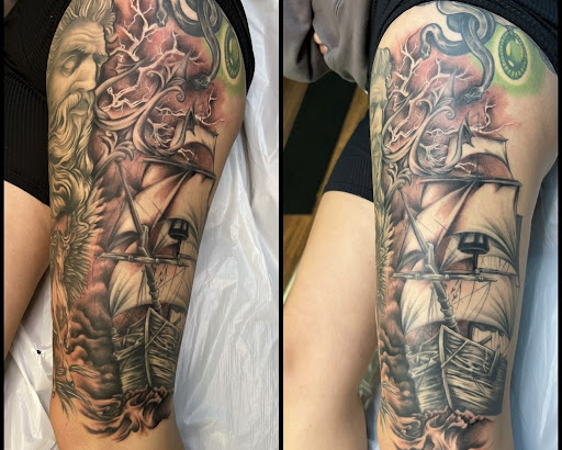 Explore sleeve tattoo ideas for ladies, creative tattoo ideas in Adrian, available at Good Life Tattoo Co.