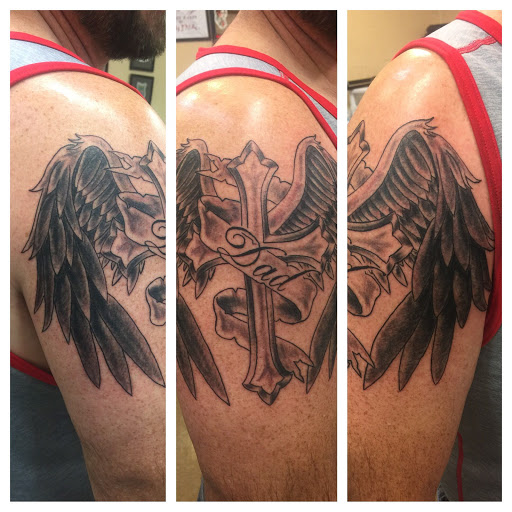 Explore word tattoo cover up ideas, creative tattoo ideas in Madison Heights, available at Sin on skin tattoo and piercing