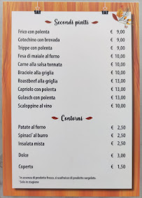 Restaurant Alte Hütte à Tarvisio (le menu)