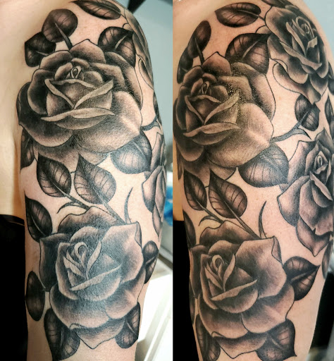 Explore patchwork tattoos ideas, creative tattoo ideas in Coquille, available at Inspired Ink Tattoo Shop