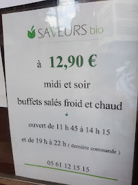 Restaurant Saveurs à Toulouse carte