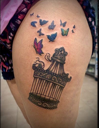 Explore male flower tattoo ideas, creative tattoo ideas in La Crosse, available at Blue Line Tattoo