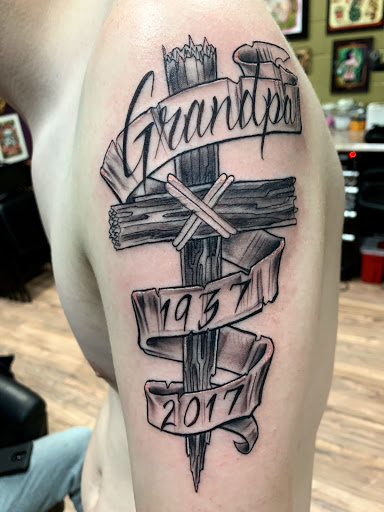 Explore witch broom tattoo ideas, creative tattoo ideas in Tacoma, available at Island Sons Ink
