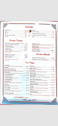 Carte du Pizzeria Carpaccio à Saint-Ouen-sur-Seine