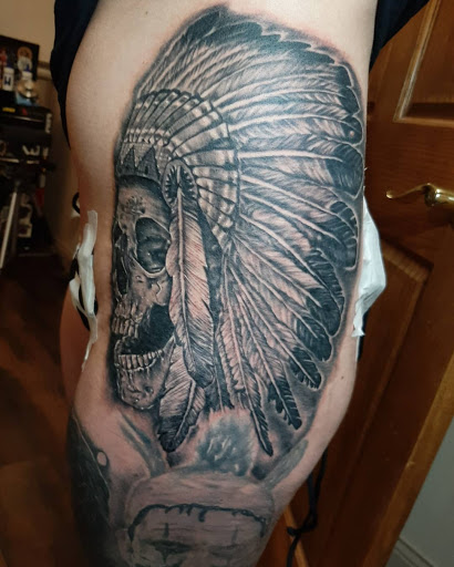 Explore marathon running tattoo ideas, creative tattoo ideas in Lakeview, available at Backwoods Tattoo Studio