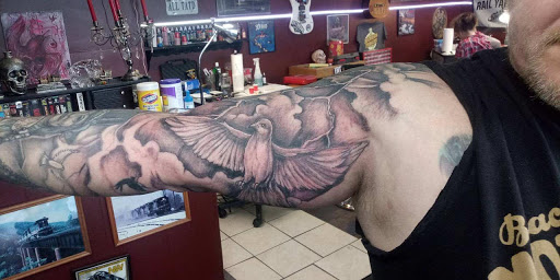 Explore left chest tattoo ideas, creative tattoo ideas in Roanoke, available at RailYard INK