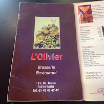 L'Olivier à Paris menu