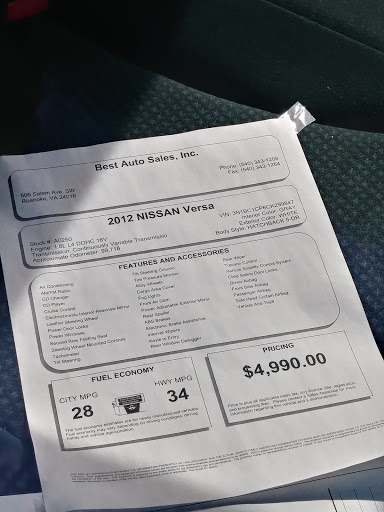 Used Car Dealer «Best Auto Sales, Inc.», reviews and photos, 506 Salem Ave SW, Roanoke, VA 24016, USA