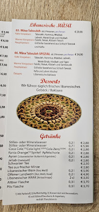 Restaurant libanais Tabouleh à Düsseldorf (le menu)