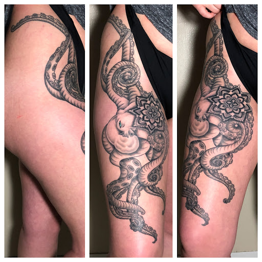 Explore half sleeve mens tattoo ideas, creative tattoo ideas in Kent, available at Ivy Ink Tattoo