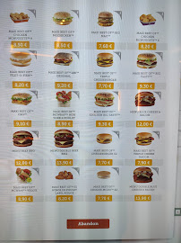 Menu / carte de McDonald's à Clermont-Ferrand