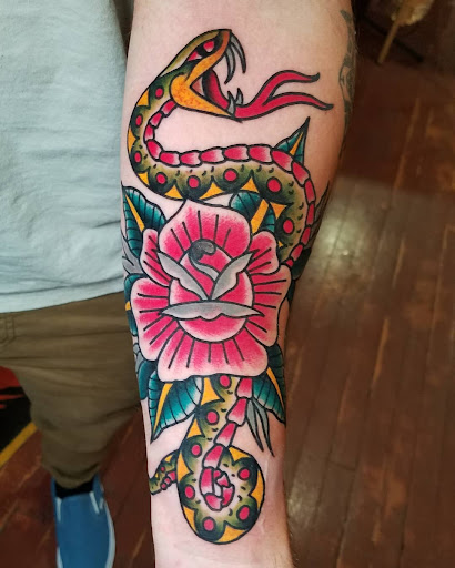 Explore book tattoos ideas, creative tattoo ideas in Rochester, available at Lucky Folk Tattoo