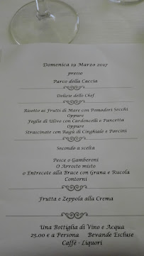 Menu du Parco Della Caccia à Triggianello