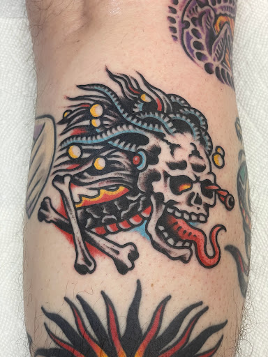 Explore patch work tattoo ideas, creative tattoo ideas in Knoxville, available at Riverside Tattoo Co.