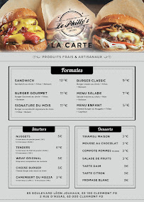 Menu / carte de Le Philly's Clermont-Ferrand à Clermont-Ferrand